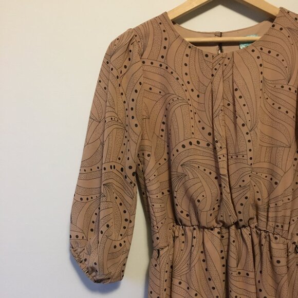 Retro 70s Psychedelic Paisley Peasant Sleeve Dress - Picture 6 of 16